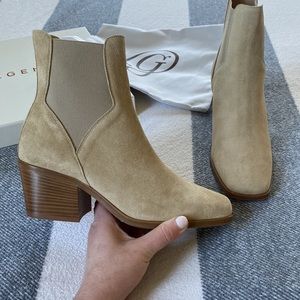 Brand New M Gemi Lelia Booties in Soft Cappuccino Suede. Size 37.5